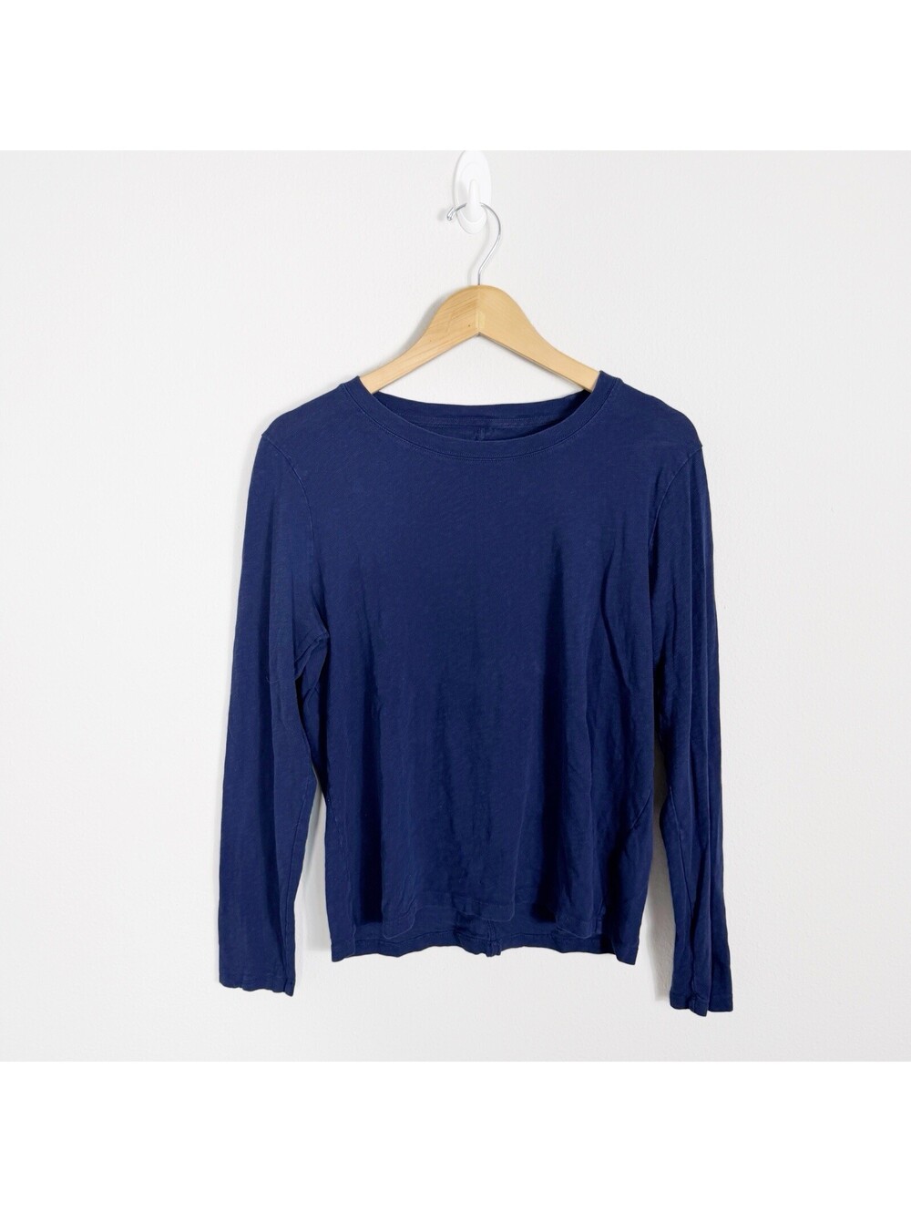 J.Crew Girlfriend Tee Shirt Womens Large Navy Blue Crew Neck Long Sleeve Top